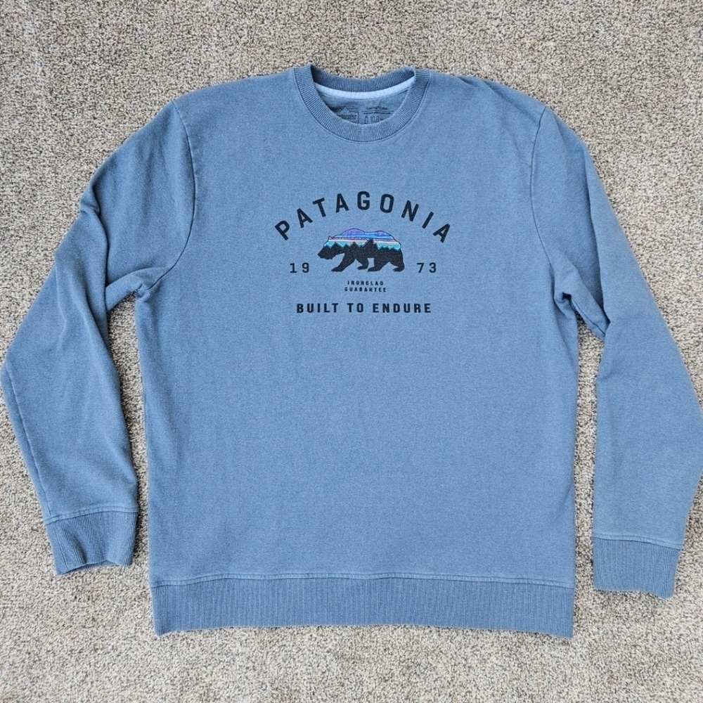 Patagonia Arched Fitz Roy Bear Uprisal Crew Sweatshirt Shadow Blue Men's Large